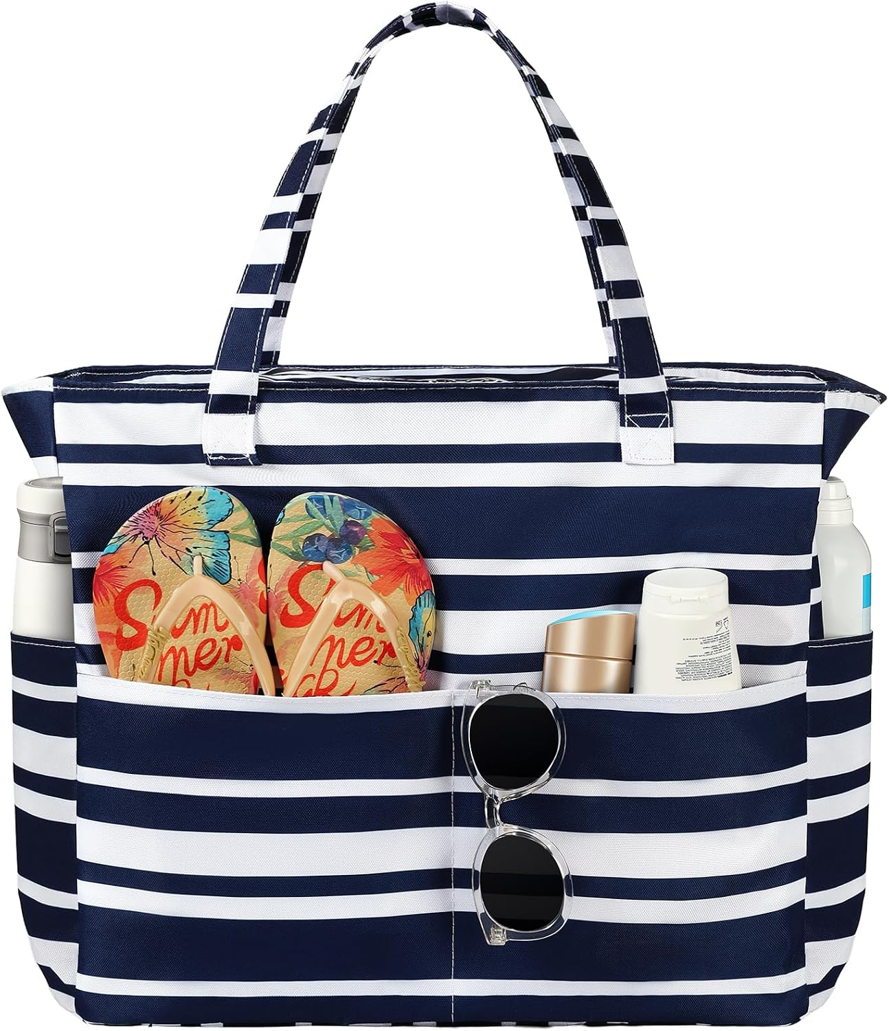 Spacious Waterproof Tote Bag with Zipper – Ideal for Beach, Travel, Gym