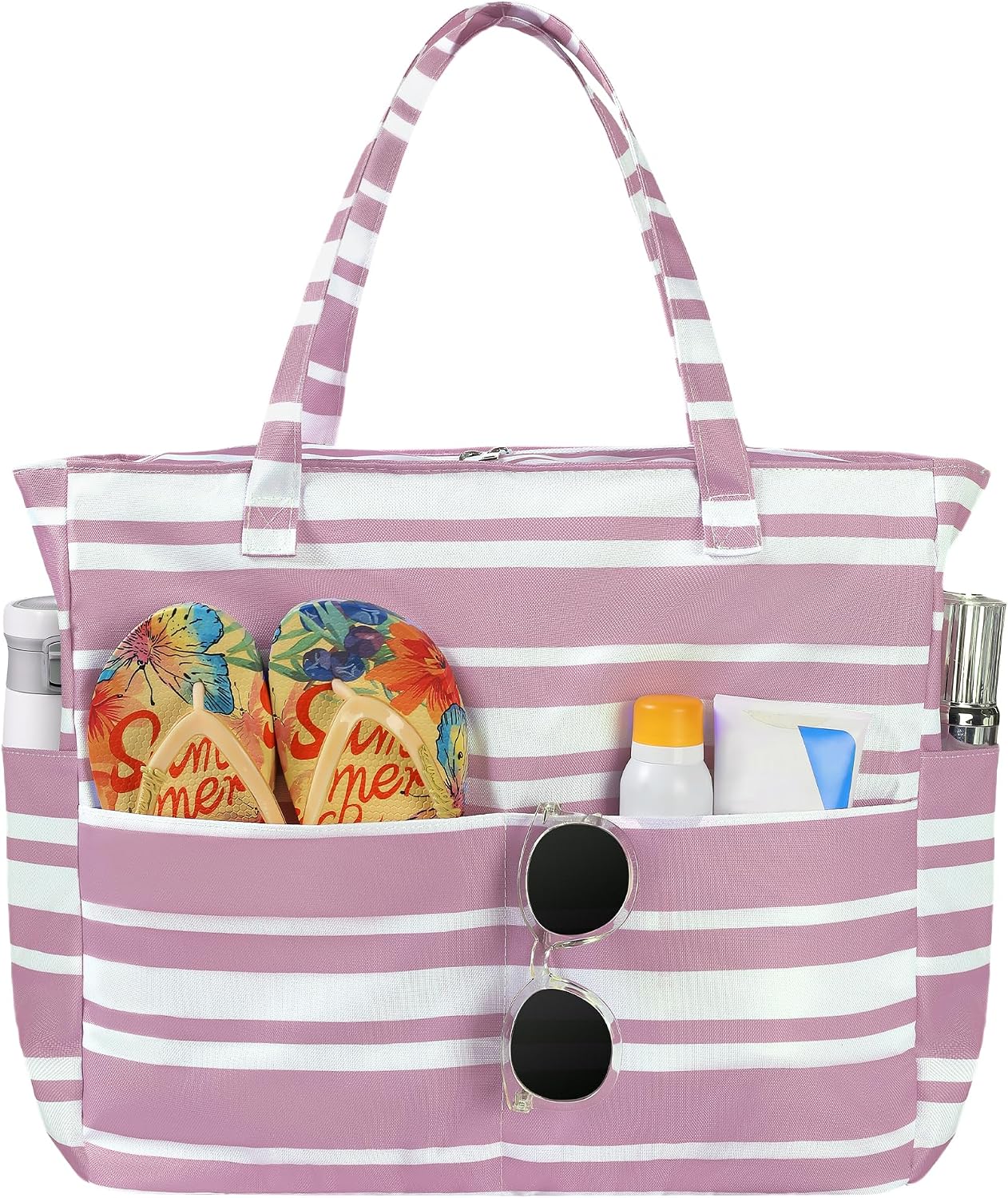 Spacious Waterproof Tote Bag with Zipper – Ideal for Beach, Travel, Gym