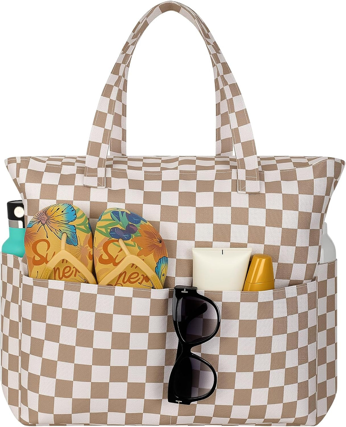 Spacious Waterproof Tote Bag with Zipper – Ideal for Beach, Travel, Gym