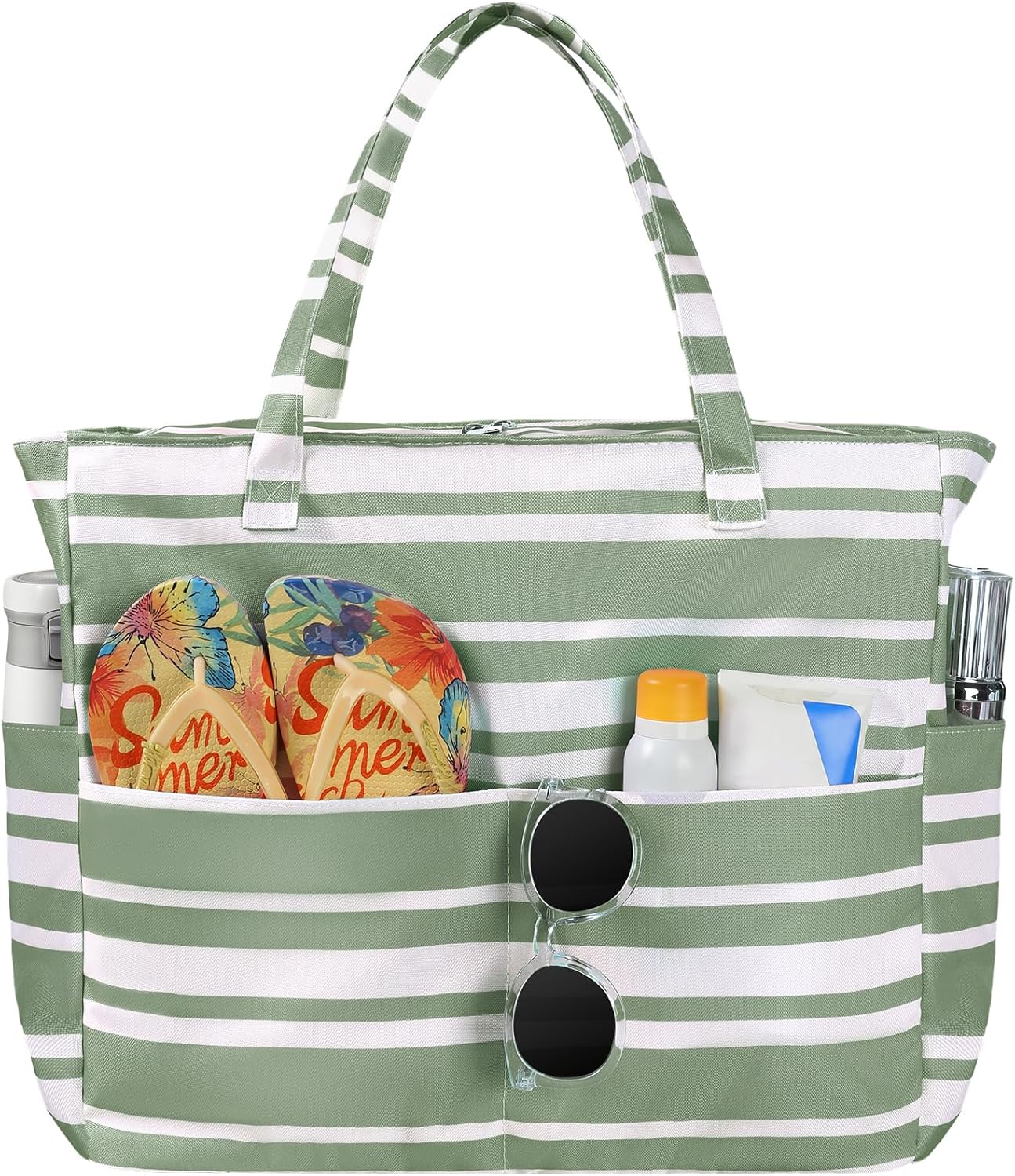 Spacious Waterproof Tote Bag with Zipper – Ideal for Beach, Travel, Gym