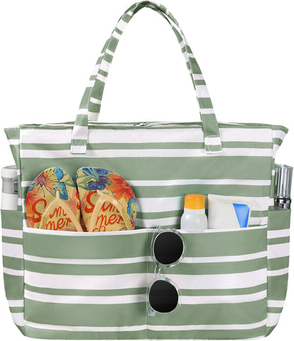 Spacious Waterproof Tote Bag with Zipper – Ideal for Beach, Travel, Gym