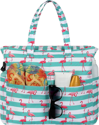 Spacious Waterproof Tote Bag with Zipper – Ideal for Beach, Travel, Gym