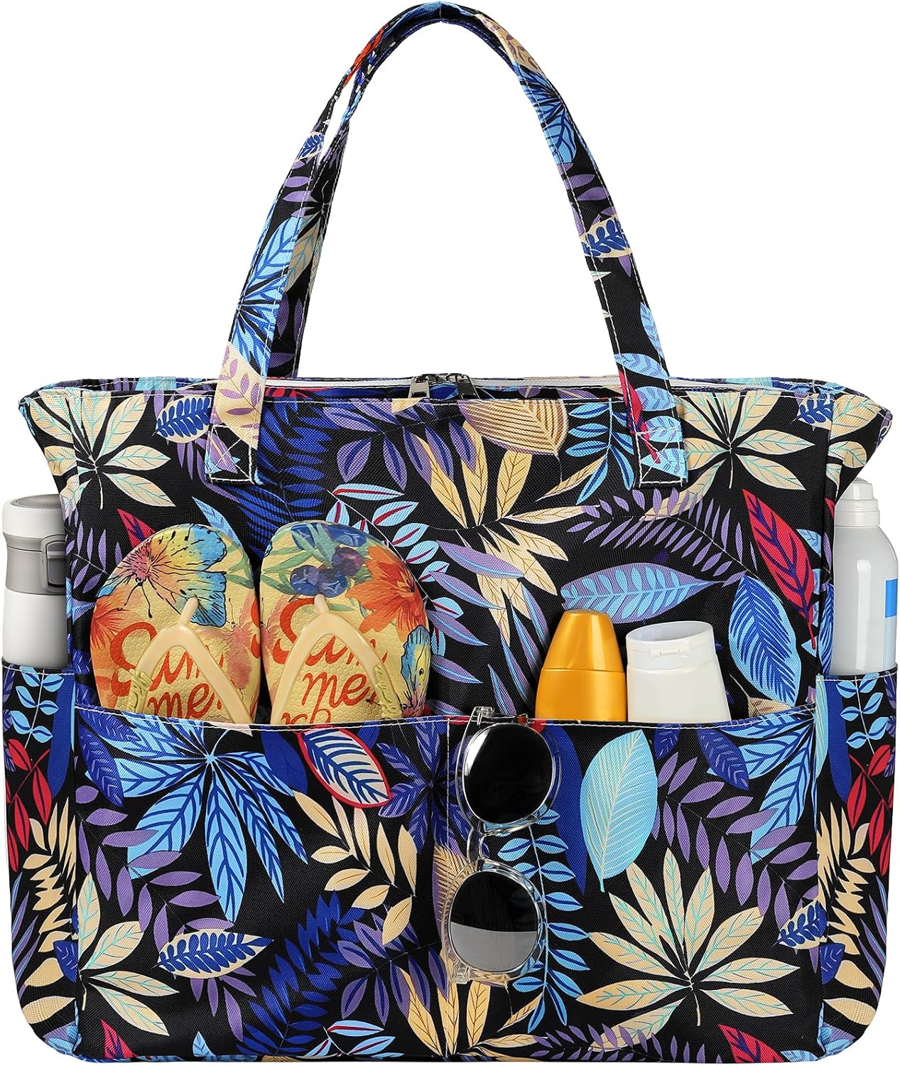 Spacious Waterproof Tote Bag with Zipper – Ideal for Beach, Travel, Gym