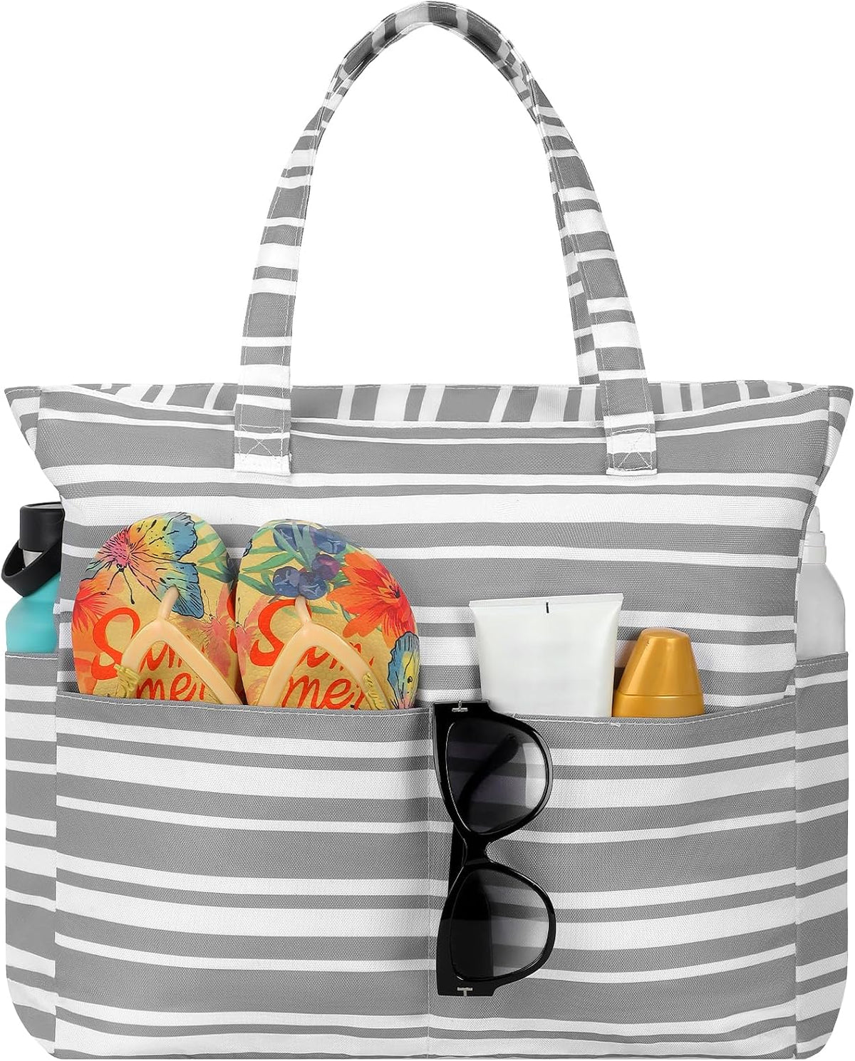 Spacious Waterproof Tote Bag with Zipper – Ideal for Beach, Travel, Gym