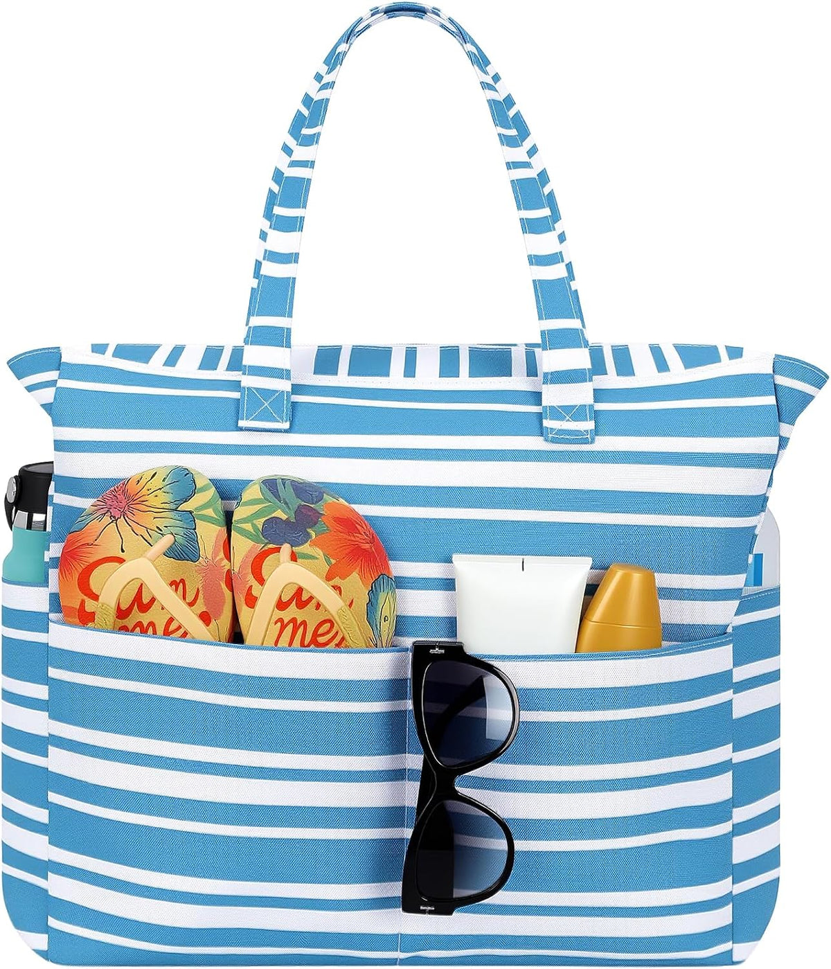 Spacious Waterproof Tote Bag with Zipper – Ideal for Beach, Travel, Gym