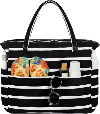 Spacious Waterproof Tote Bag with Zipper – Ideal for Beach, Travel, Gym