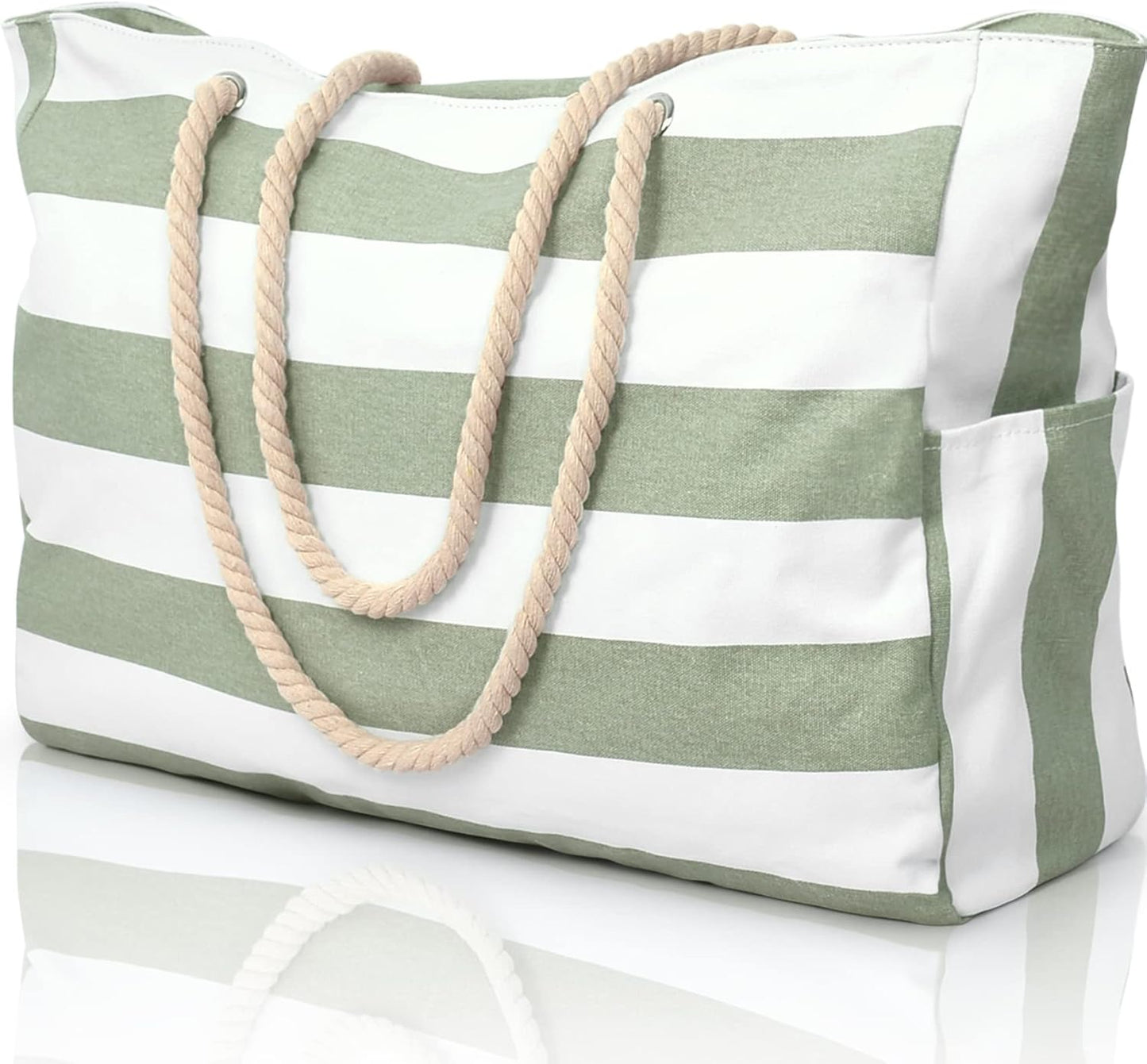 Oversized Waterproof Tote Bag with Secure Zipper for Beach Gear