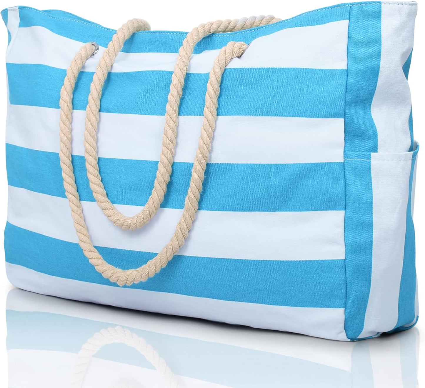 Oversized Waterproof Tote Bag with Secure Zipper for Beach Gear