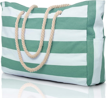 Oversized Waterproof Tote Bag with Secure Zipper for Beach Gear