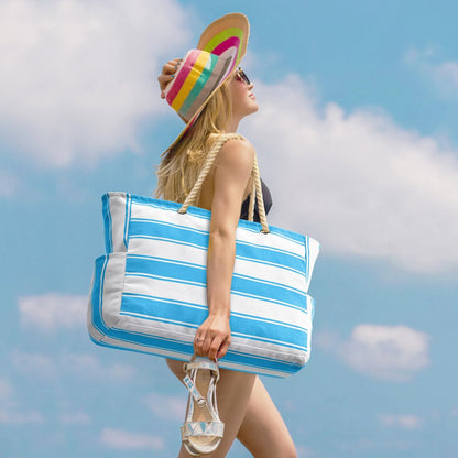 Oversized Waterproof Tote Bag with Secure Zipper for Beach Gear