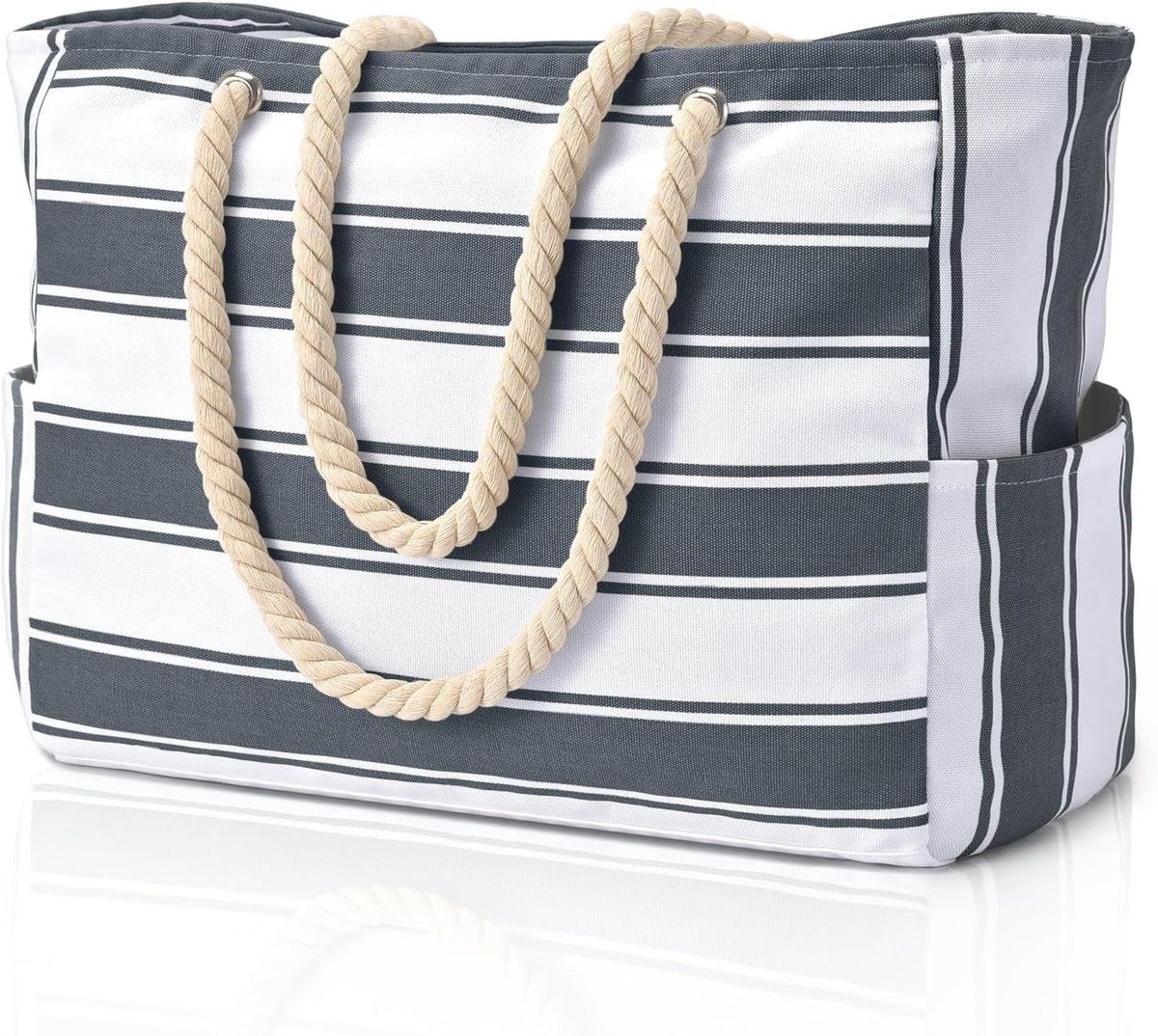 Oversized Waterproof Tote Bag with Secure Zipper for Beach Gear