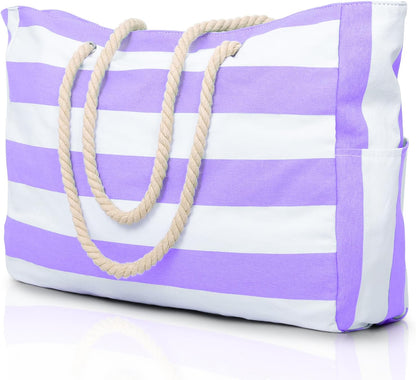 Oversized Waterproof Tote Bag with Secure Zipper for Beach Gear