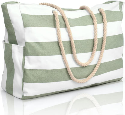 Oversized Waterproof Tote Bag with Secure Zipper for Beach Gear