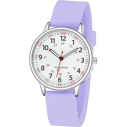 Silicone Band Waterproof Watch for Nurses with Clear Second Hand
