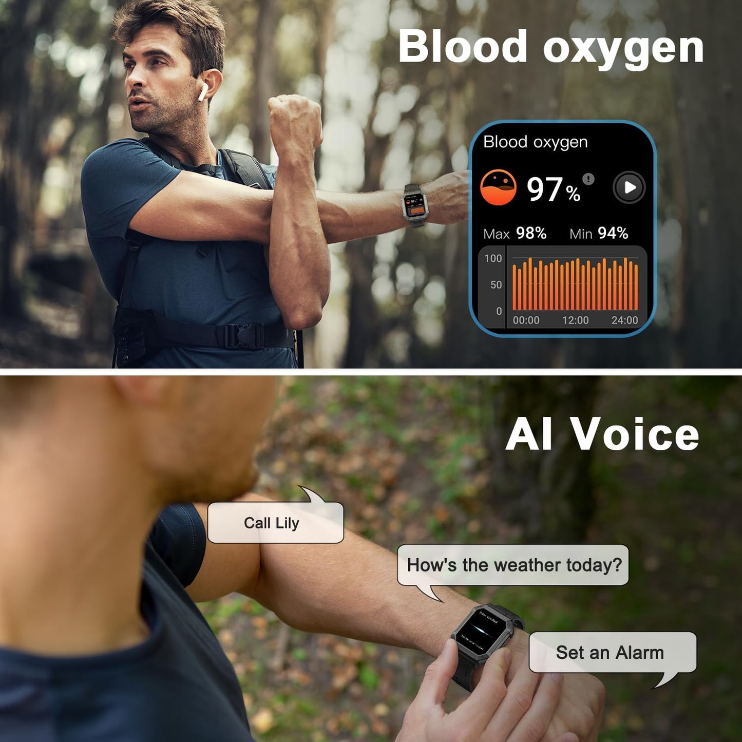 Men's Military Fitness Watch with Waterproof Design – All-Terrain Health Tracker