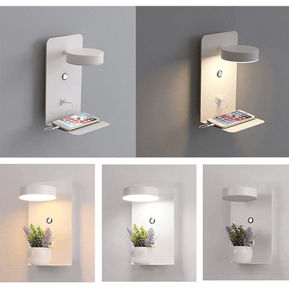 Adjustable Wall Light with Built-in Charging Station for Easy Use