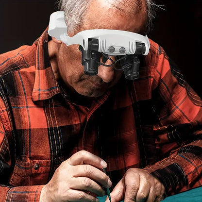 LED Magnifying Headband with Adjustable Dual-Eye Design for Comfort