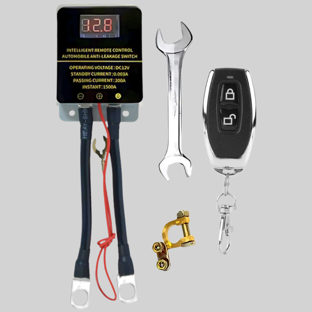 Compact Vehicle Security Switch with Remote Control & Wireless Disconnect