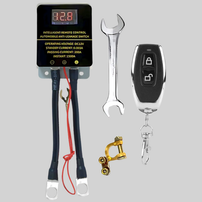 Compact Vehicle Security Switch with Remote Control & Wireless Disconnect