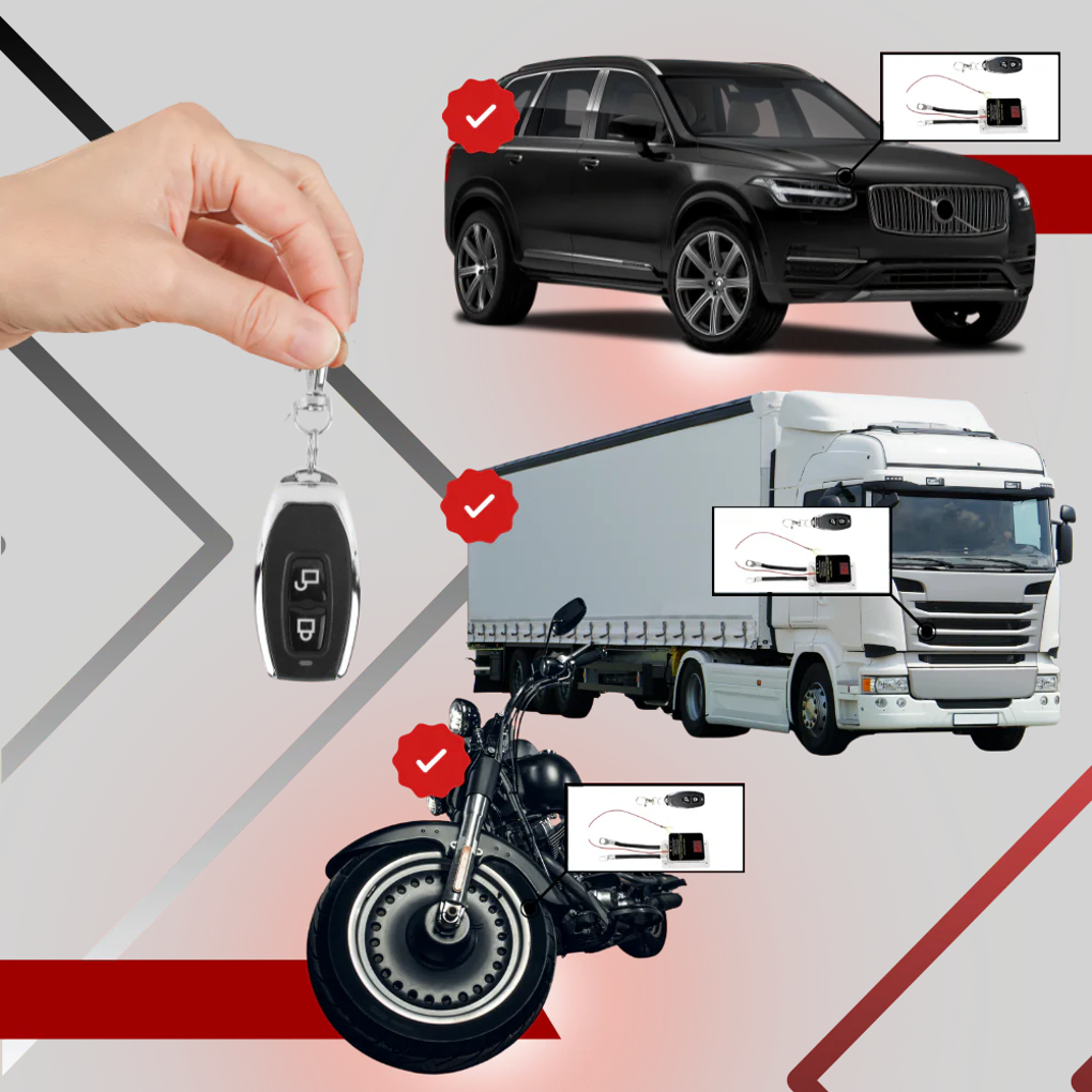 Compact Vehicle Security Switch with Remote Control & Wireless Disconnect