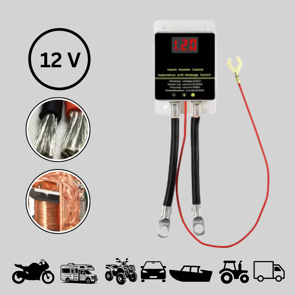 Compact Vehicle Security Switch with Remote Control & Wireless Disconnect