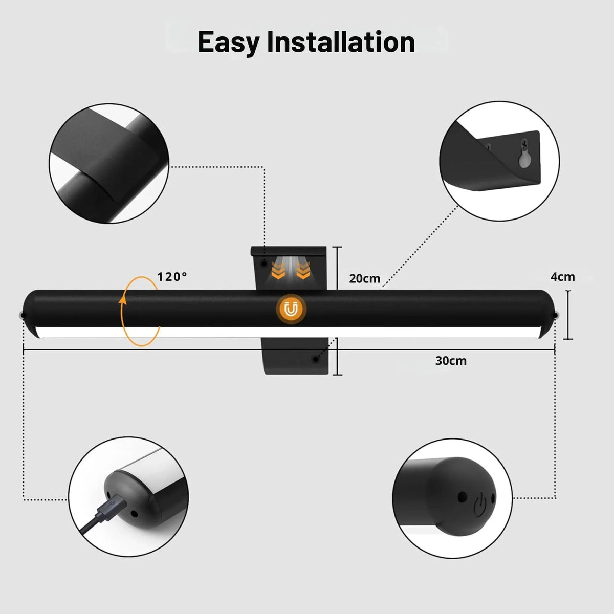Rechargeable Wireless Wall Light with Motion Detection and Touch Controls