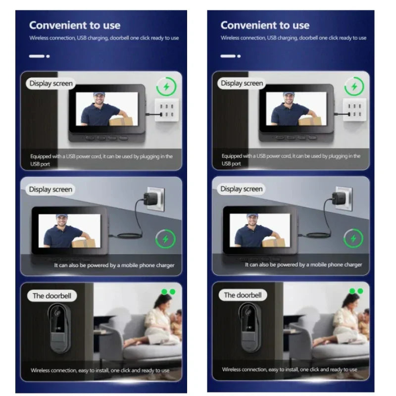 HD Night Vision Wireless Doorbell with Intercom and 4.3-Inch Display