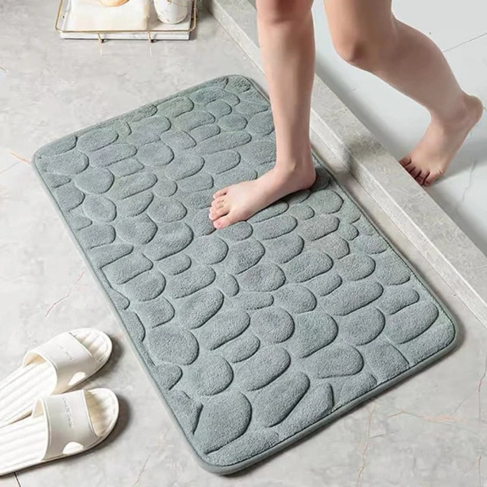 Quick-Drying Bath Mat with Non-Slip Pebble Design