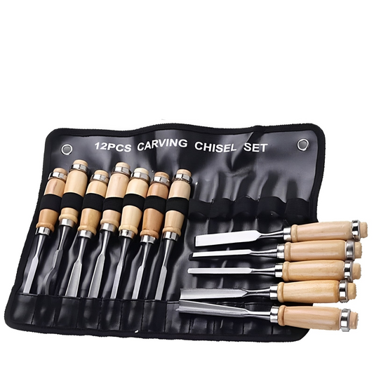 12-Piece Wood Carving Tool Set with Ergonomic Grips for All Skills
