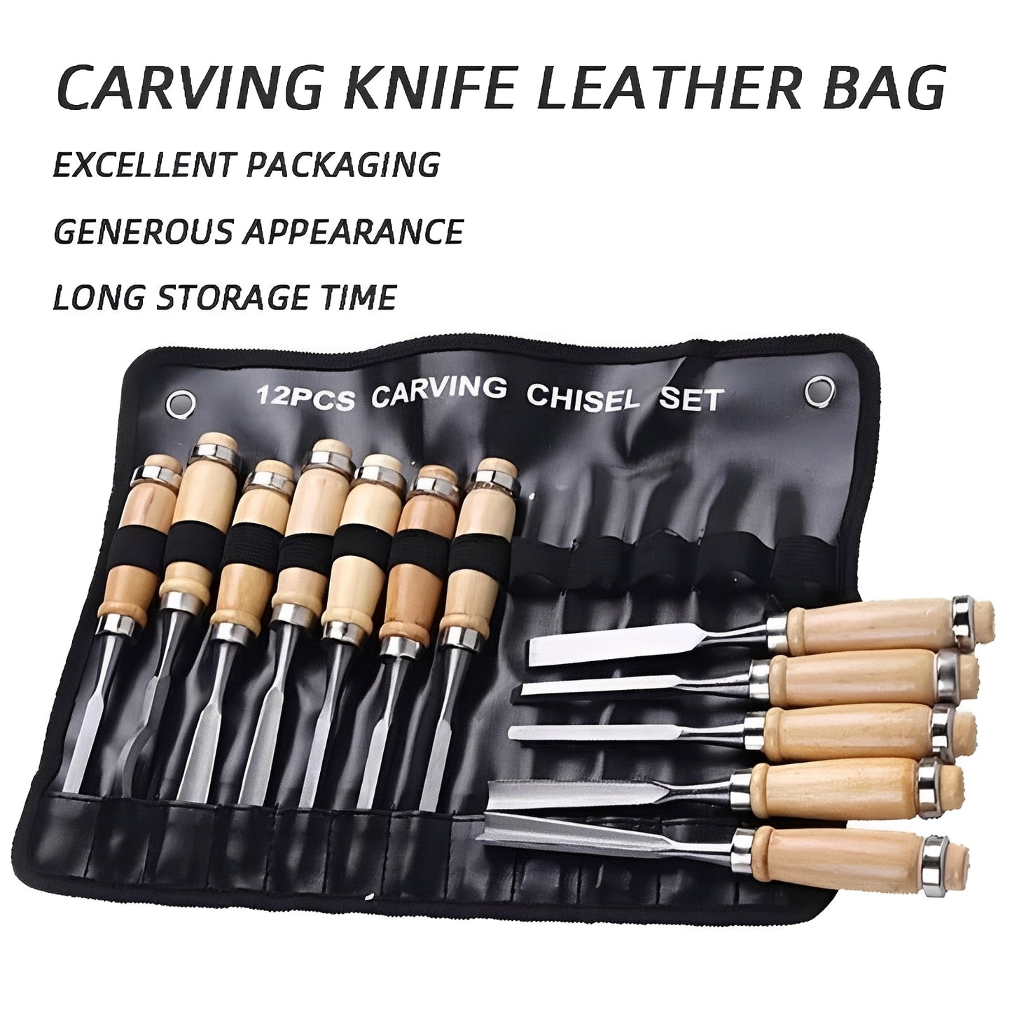 12-Piece Wood Carving Tool Set with Ergonomic Grips for All Skills