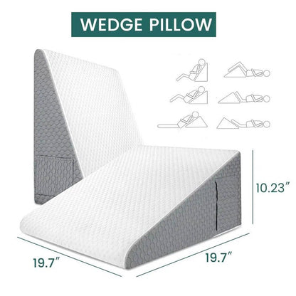 Inclined Memory Foam Bed Pillow for Acid Reflux Relief with Washable Cover and Carrying Handle