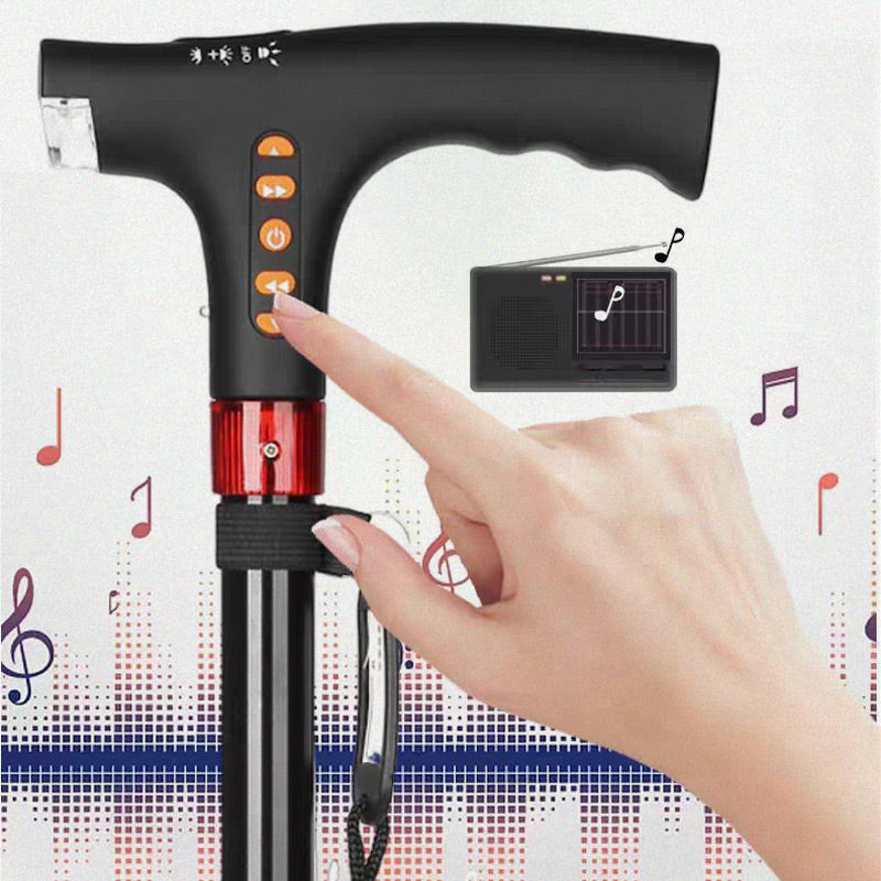 Versatile Walking Cane with LED Light and FM Radio