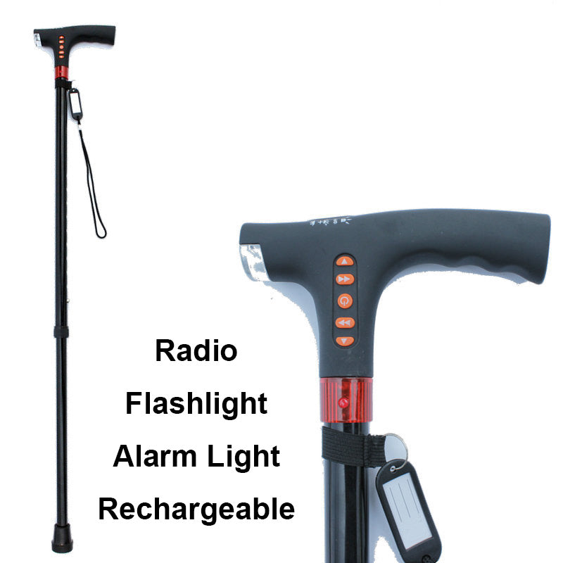 Versatile Walking Cane with LED Light and FM Radio