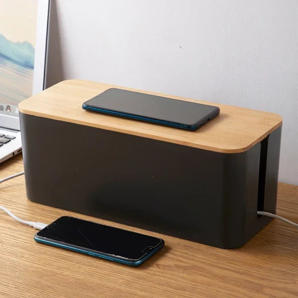 Smart Cable Management Box with Side Access and Secure Lid