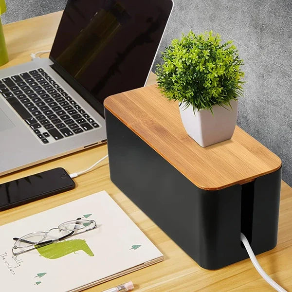 Smart Cable Management Box with Side Access and Secure Lid