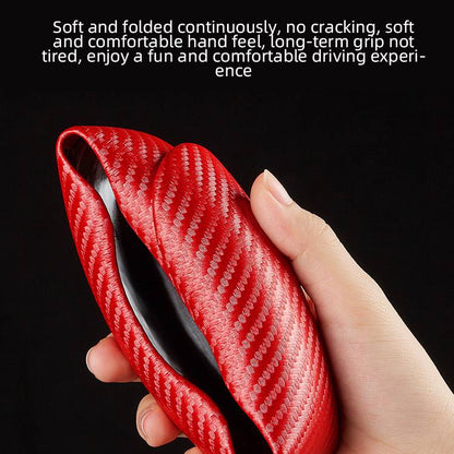 Non-Slip Carbon Fiber Steering Wheel Cover in Black and Red, 1.7mm Fit