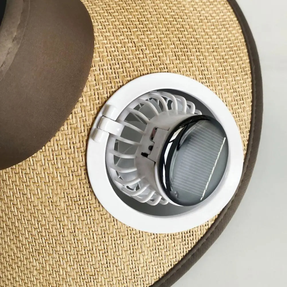 Wide Brim Straw Sun Hat with Solar Fan for Cooling - Unisex Outdoor Use