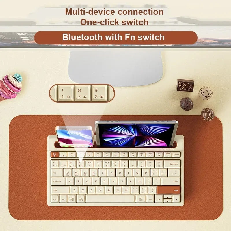 Slim Wireless Bluetooth Keyboard with Stand - 79 Keys for Tablet, Phone, Laptop