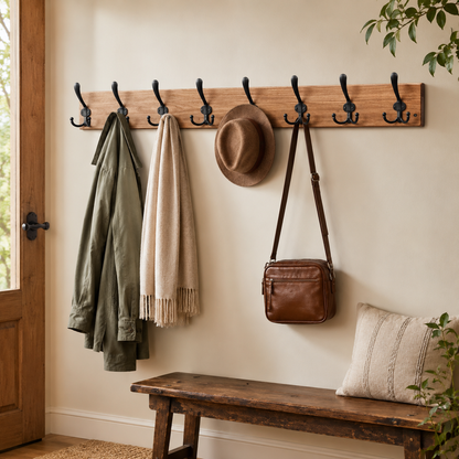 38-Inch Wooden Coat Stand with 10 Hooks and 30 Hanging Spaces