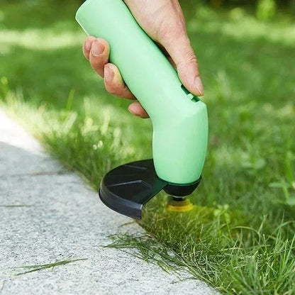 Cordless Mini Grass Trimmer - Battery-Powered Handheld Edger with Extension Pole and Debris Shield