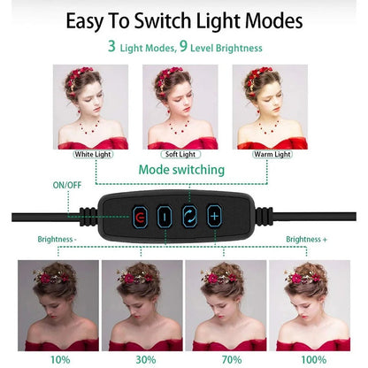 Illuminating Circle Light with Adjustable Phone Holder & Tripod