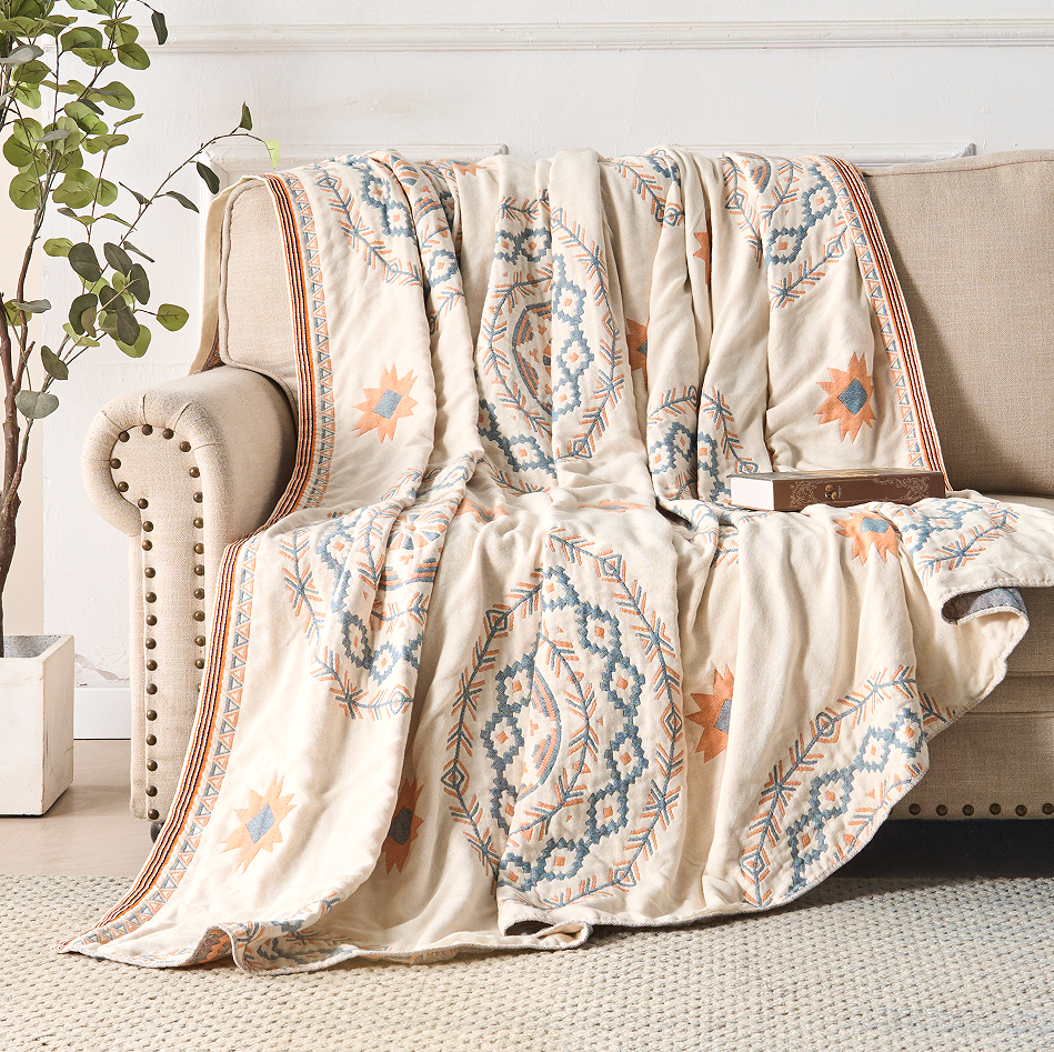 Throw Blanket with Mandala Design
