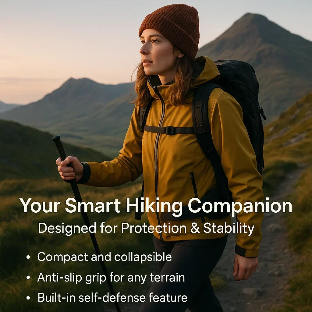 Collapsible Hiking Pole | Telescopic Alloy Steel Walking Stick with Non-Slip Grip