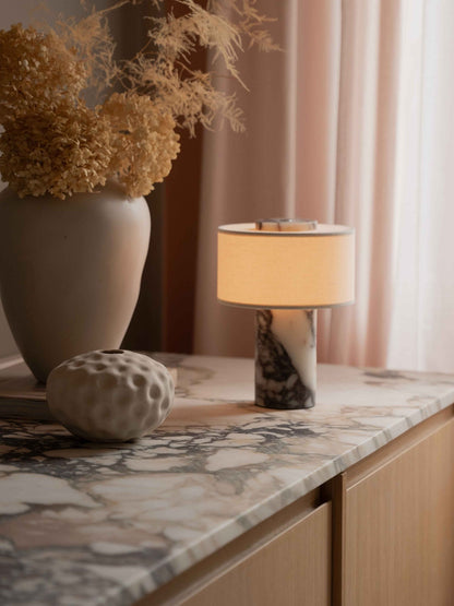 Table Lamp with Marble Base and Linen Shade