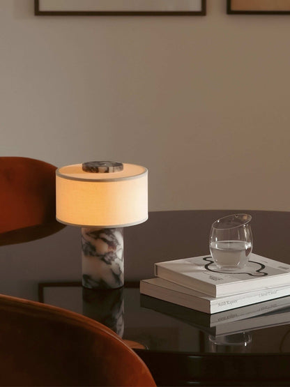 Table Lamp with Marble Base and Linen Shade