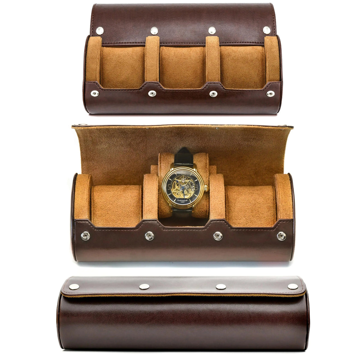 Watches Storage Roll for 3 or 6, Soft Suede Interior & PU Leather