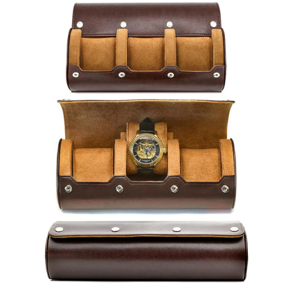 Watches Storage Roll for 3 or 6, Soft Suede Interior & PU Leather