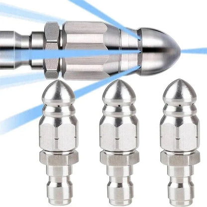 Pointed Tip Drain Cleaning Nozzle with Rotating Jet for Pressure Washers