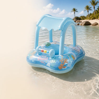 Infant Swim Ring with Sunshade and Ocean Theme