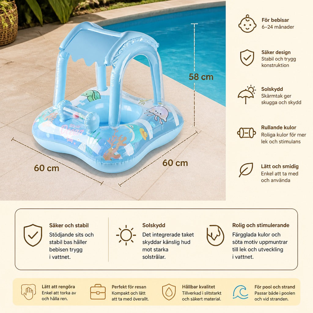 Infant Swim Ring with Sunshade and Ocean Theme